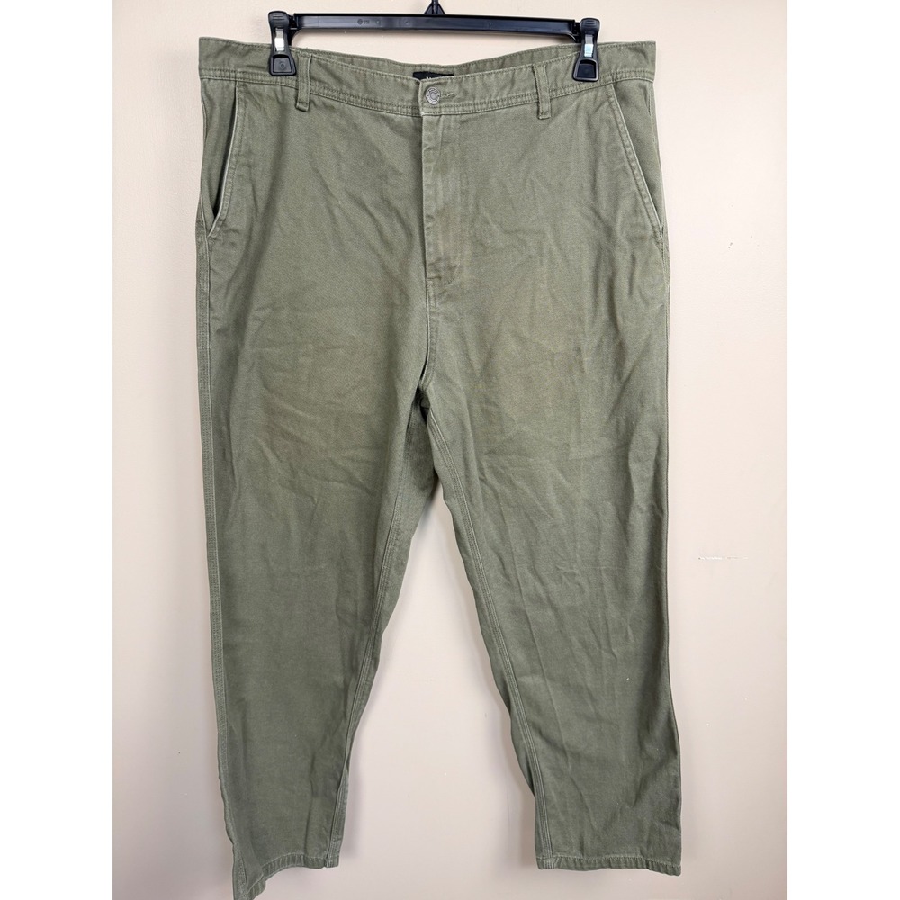 HUF Mens Olive Green Cotton Twill Chino Work Pants Straight Leg Size‎ 38 XXL